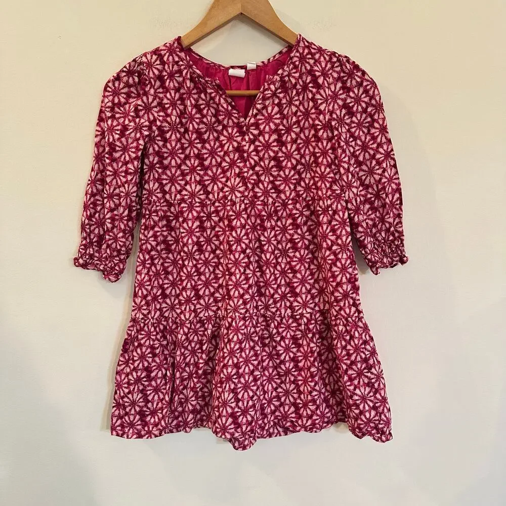 Gap Kids Pink Long Sleeve Dress sz small Flutter Sleeve Tiered Dress